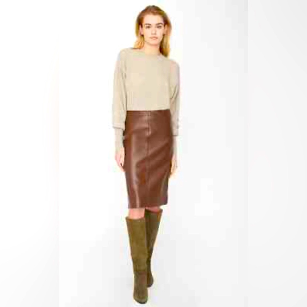 🤎 Brochu Walker 🤎 Vegan Leather Chocolate Pencil Skirt